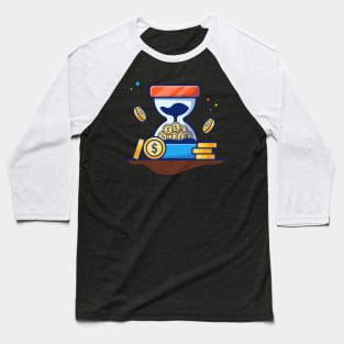 Hourglass with gold coin cartoon Baseball T-Shirt